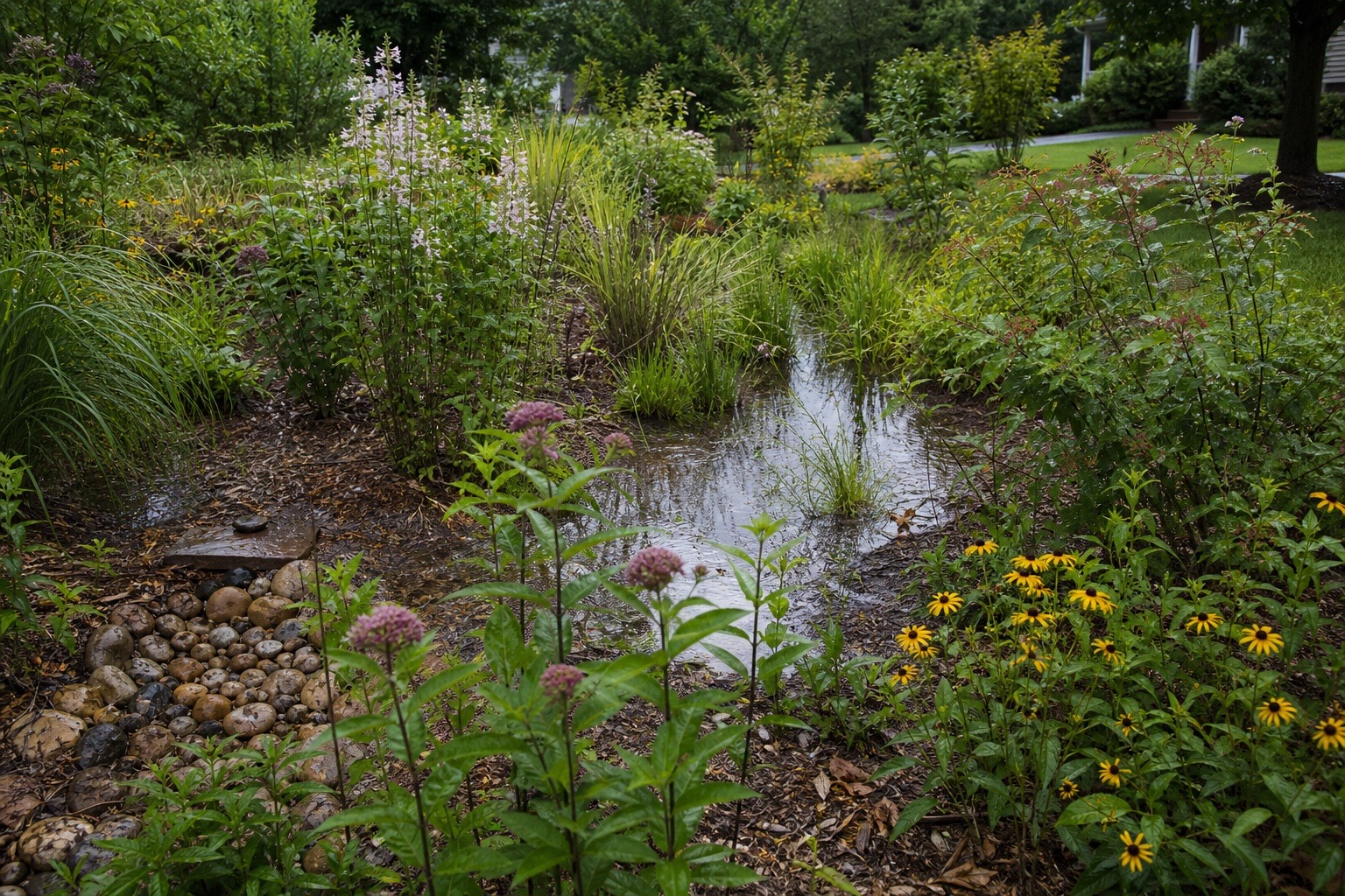 Sun-loving grasses and perennials in a North Carolina garden